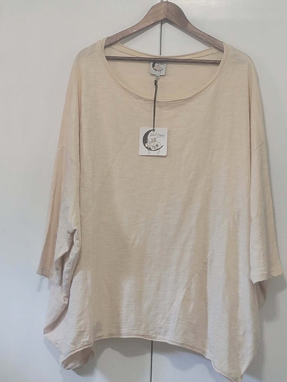 Women's Relaxed Tunic Top in Light Beige Jaded Gypsy New